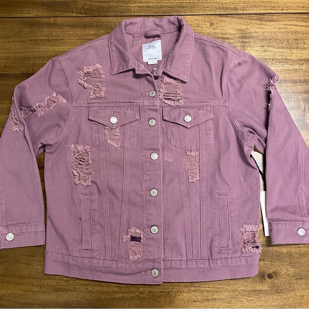 Distressed Lavender Denim Jacket